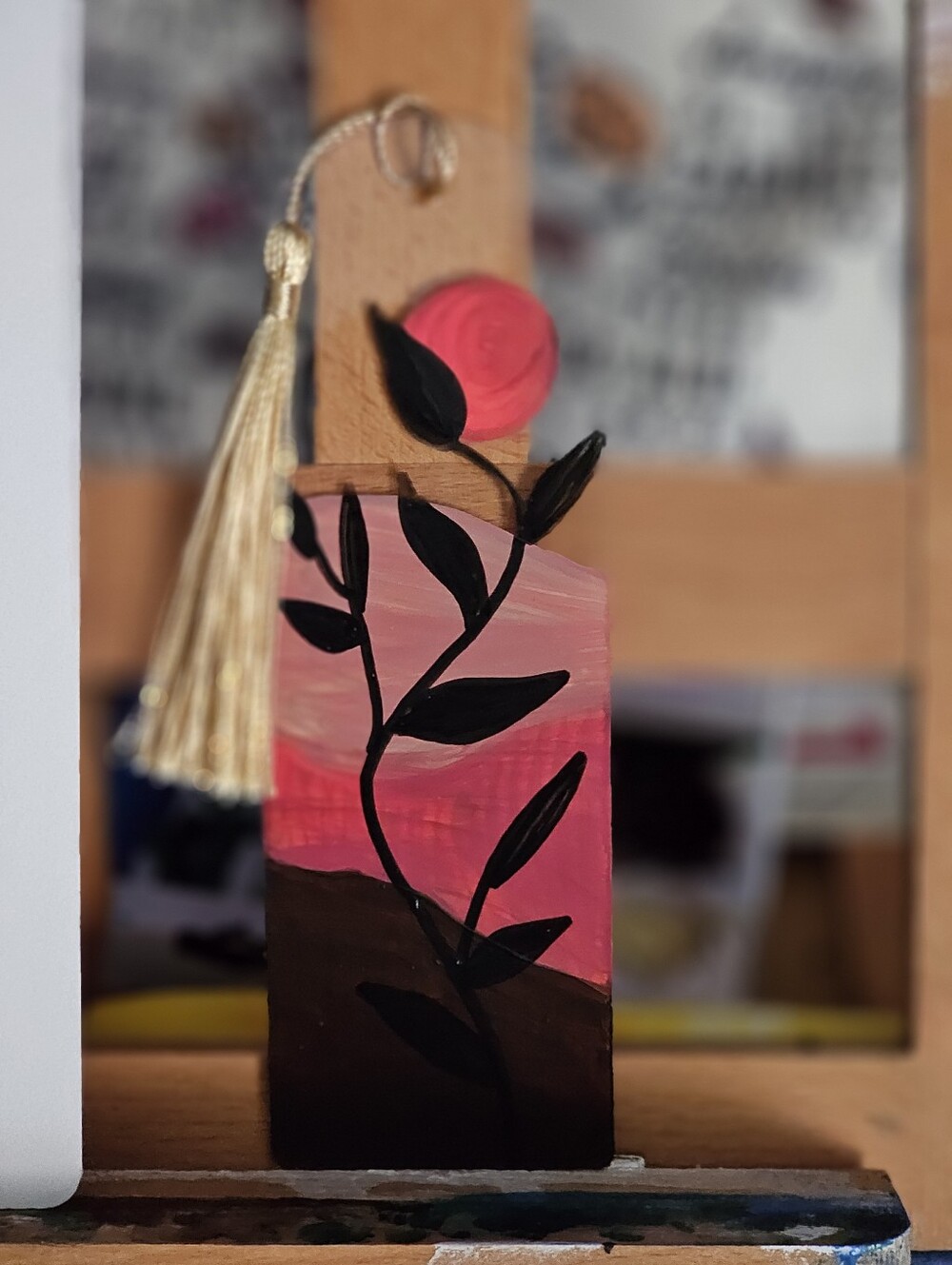 Hand-Painted Bookmark with Gold Tassel